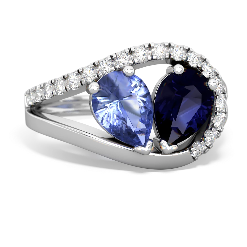 Tanzanite Nestled Heart Keepsake 14K White Gold ring R5650