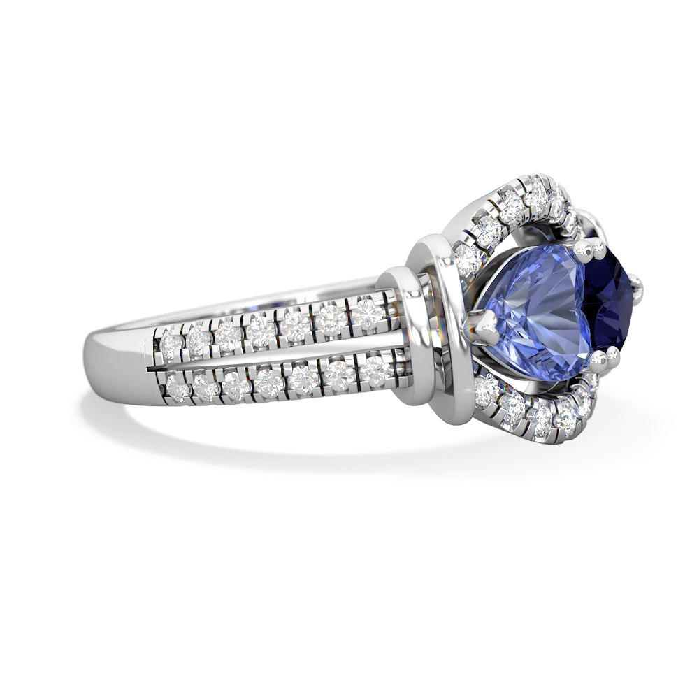 Tanzanite Art-Deco Keepsake 14K White Gold ring R5630