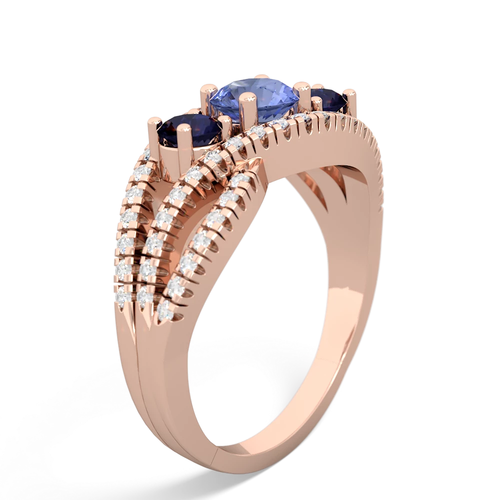 Tanzanite Three Stone Aurora 14K Rose Gold ring R3080