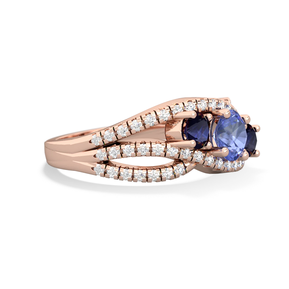 Tanzanite Three Stone Aurora 14K Rose Gold ring R3080