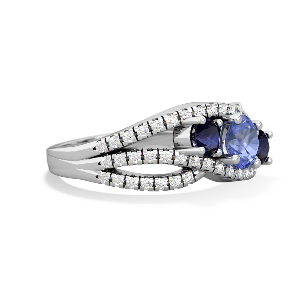 Tanzanite Three Stone Aurora 14K White Gold ring R3080