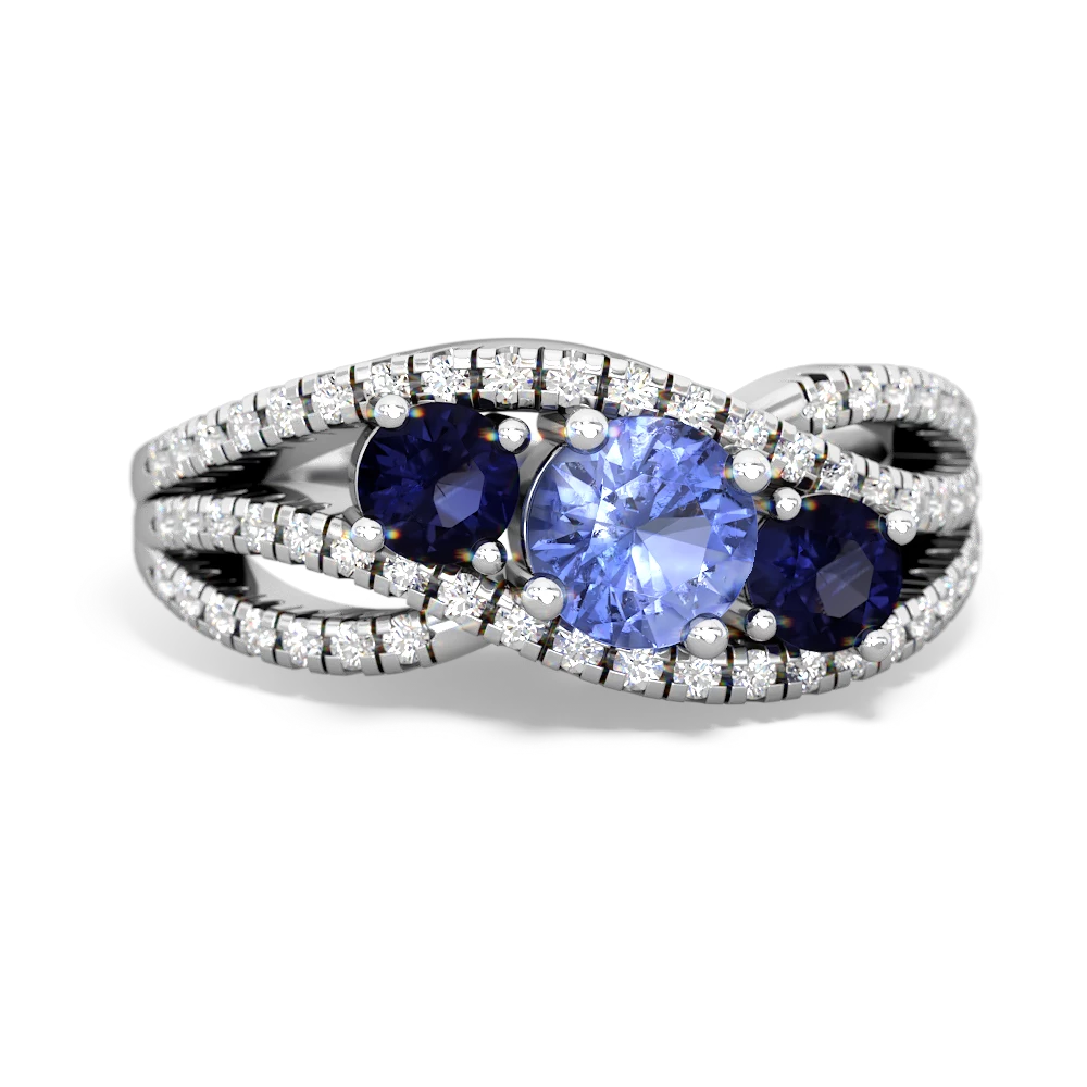 Tanzanite Three Stone Aurora 14K White Gold ring R3080