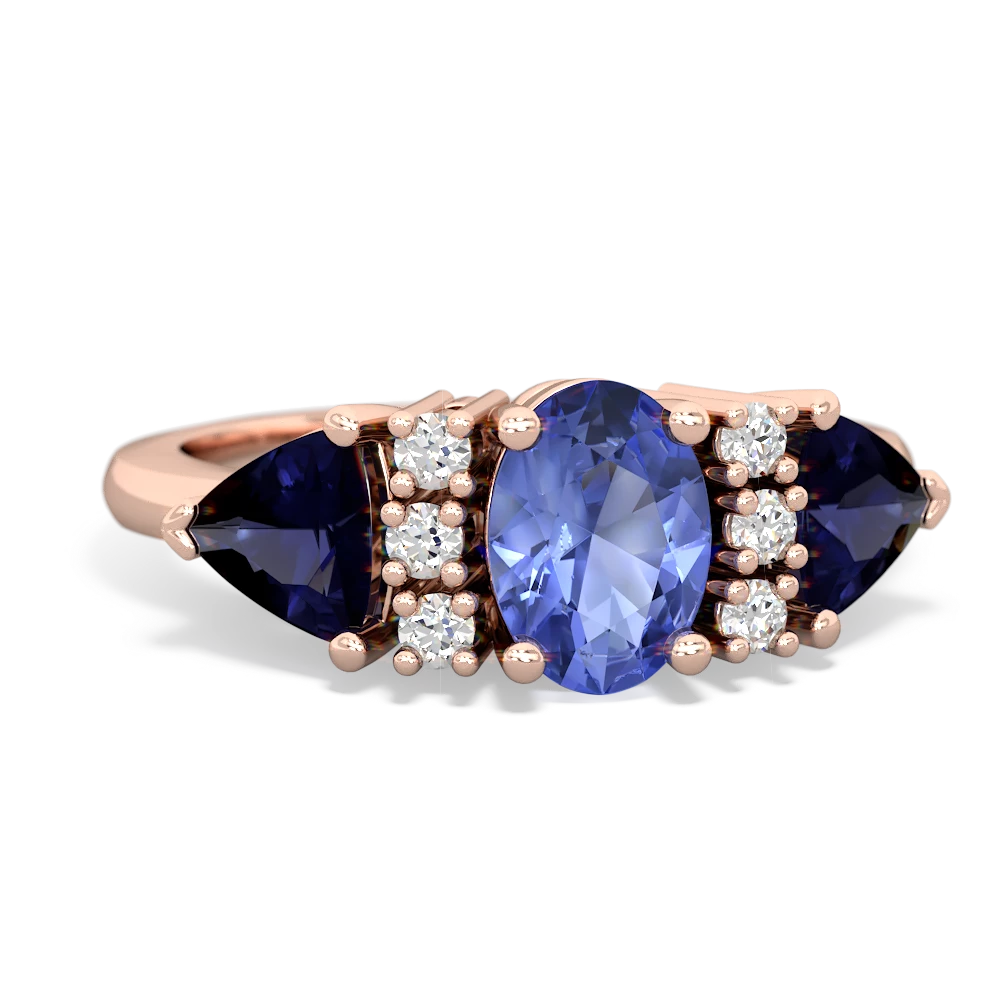 Tanzanite Antique Style Three Stone 14K Rose Gold ring R2186