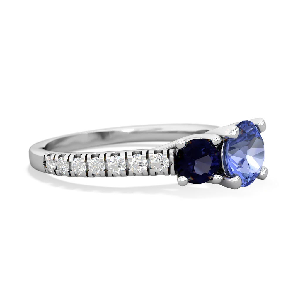 Tanzanite Pave Trellis 14K White Gold ring R5500