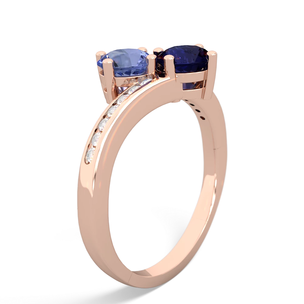 Tanzanite Channel Set Two Stone 14K Rose Gold ring R5303