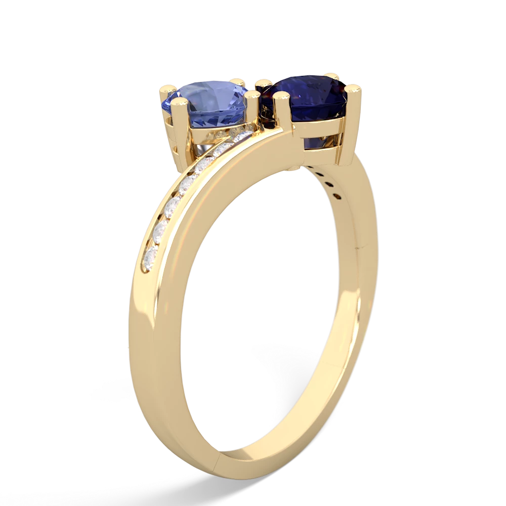 Tanzanite Channel Set Two Stone 14K Yellow Gold ring R5303