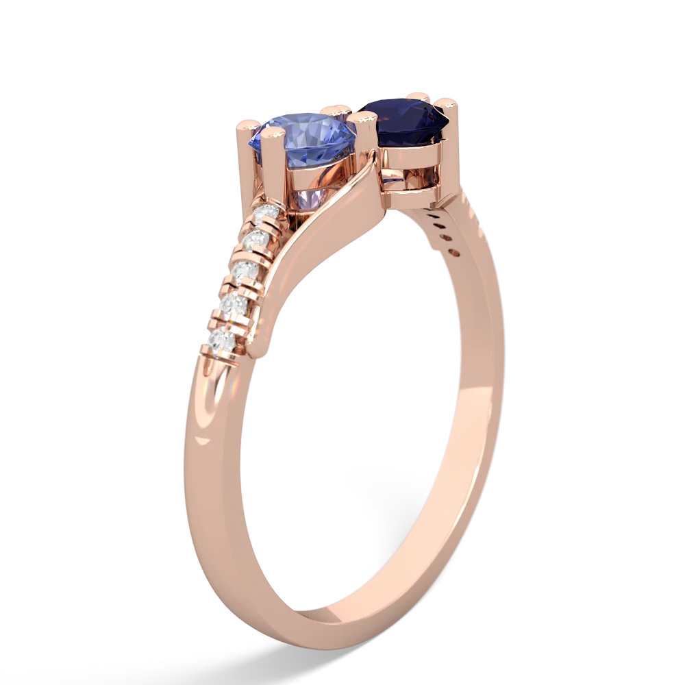 Tanzanite Infinity Pave Two Stone 14K Rose Gold ring R5285