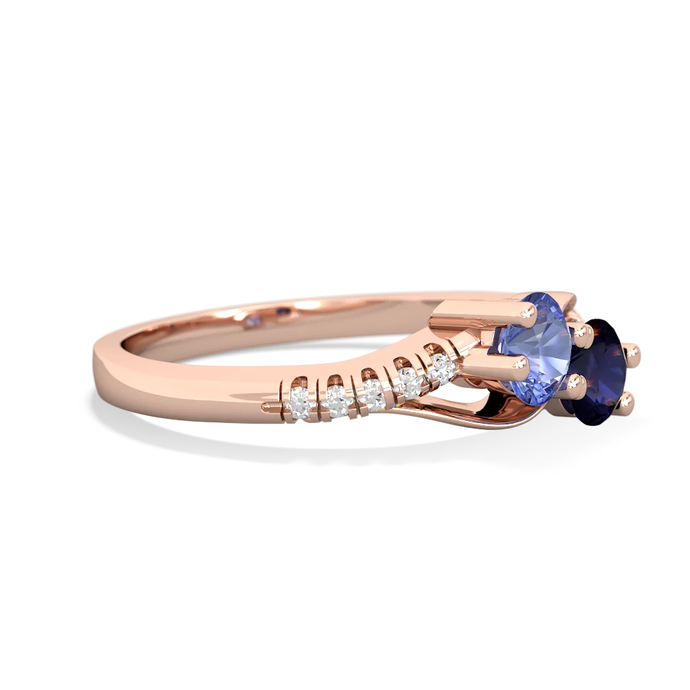 Tanzanite Infinity Pave Two Stone 14K Rose Gold ring R5285