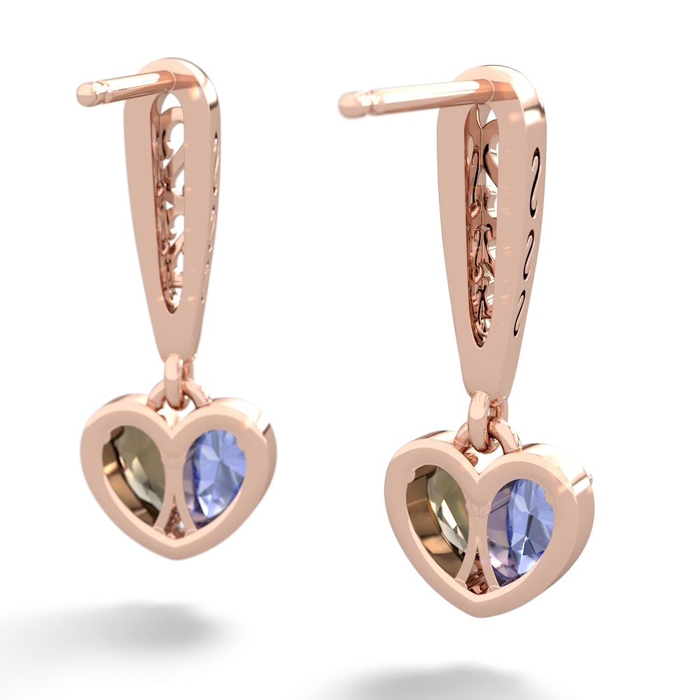 Tanzanite Filligree Heart 14K Rose Gold earrings E5070