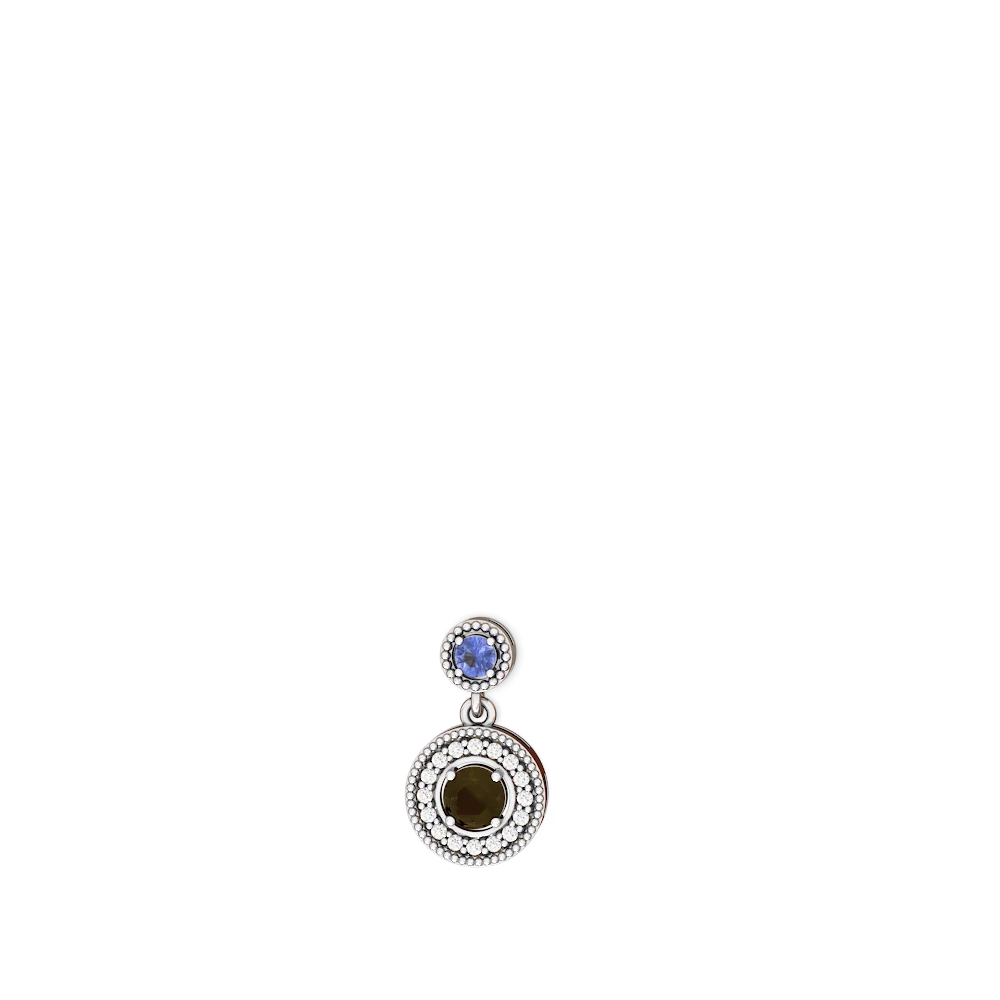 Tanzanite Halo Dangle 14K White Gold earrings E5319