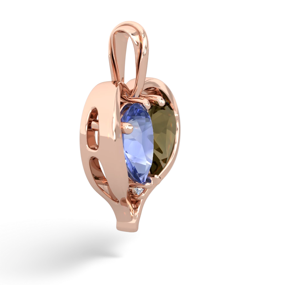 Tanzanite Two Become One 14K Rose Gold pendant P5330