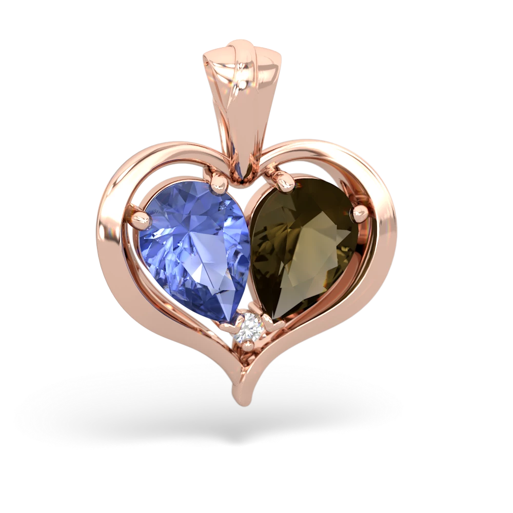 Tanzanite Two Become One 14K Rose Gold pendant P5330