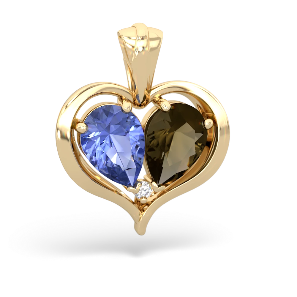 Tanzanite Two Become One 14K Yellow Gold pendant P5330