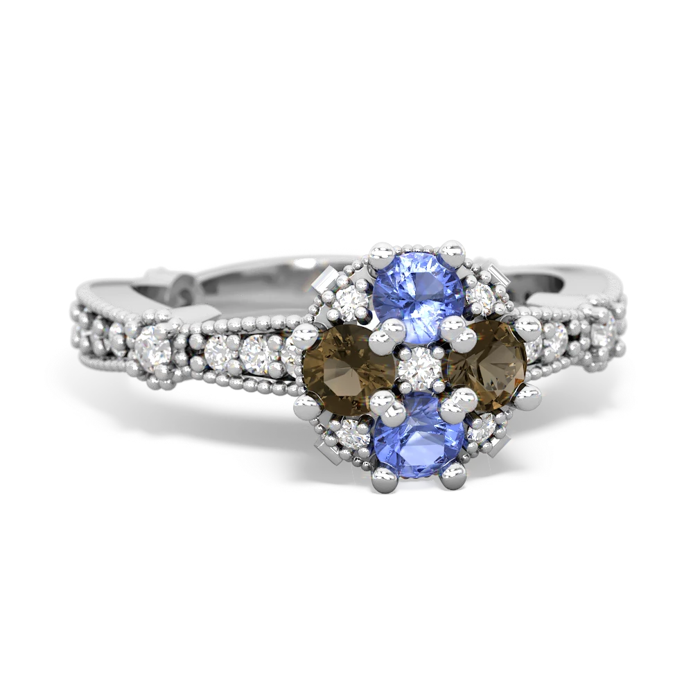 Tanzanite Sparkling Tiara Cluster 14K White Gold ring R26293RD