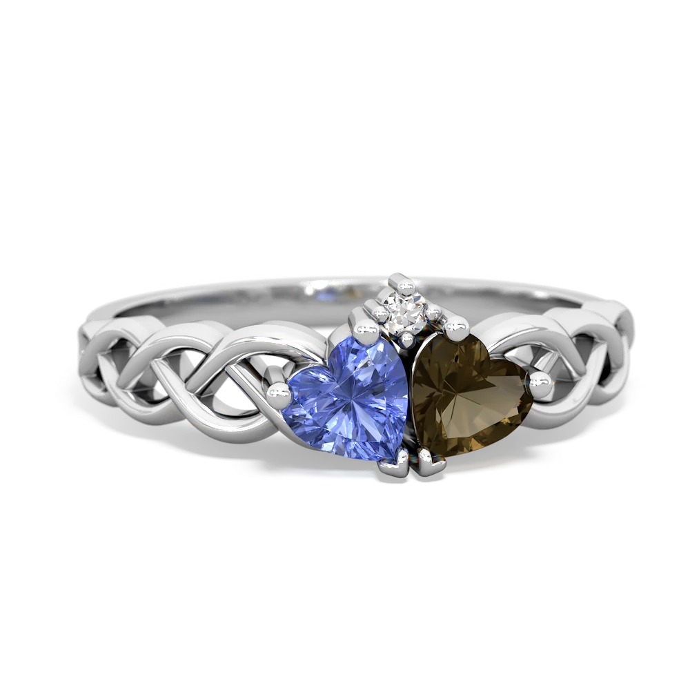 Tanzanite Heart To Heart Braid 14K White Gold ring R5870