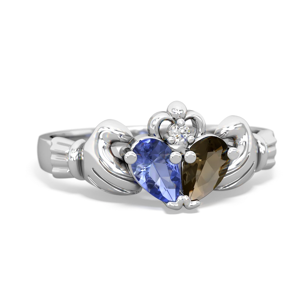 Tanzanite 'Our Heart' Claddagh 14K White Gold ring R2388