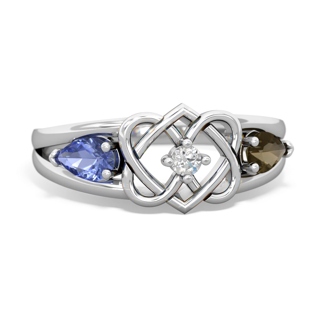 Tanzanite Hearts Intertwined 14K White Gold ring R5880