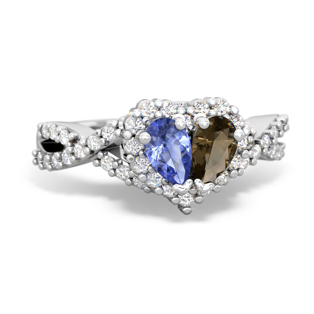 Tanzanite Diamond Twist 'One Heart' 14K White Gold ring R2640HRT