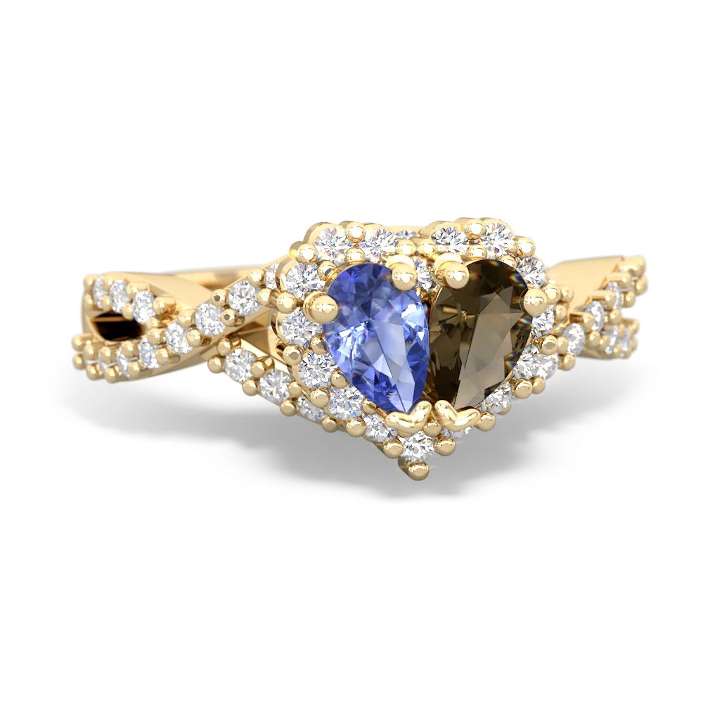 Tanzanite Diamond Twist 'One Heart' 14K Yellow Gold ring R2640HRT