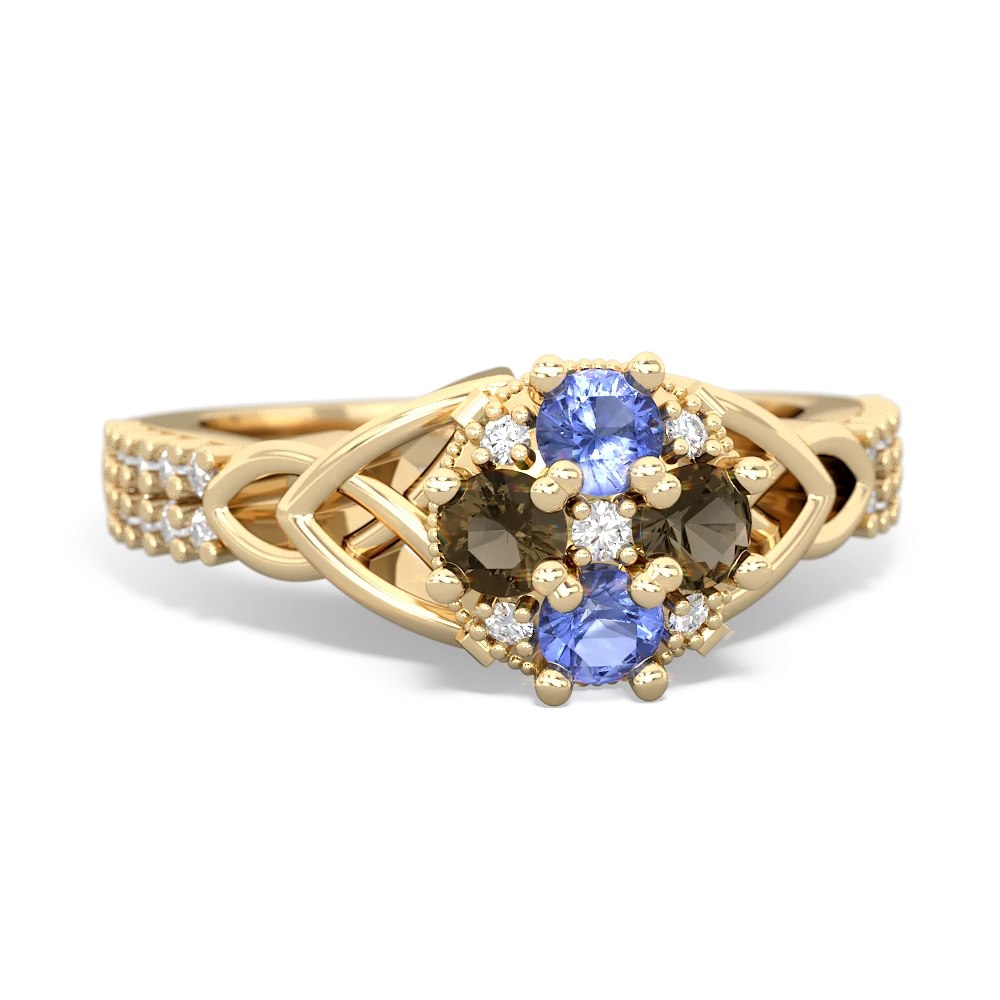 Tanzanite Celtic Knot Cluster Engagement 14K Yellow Gold ring R26443RD