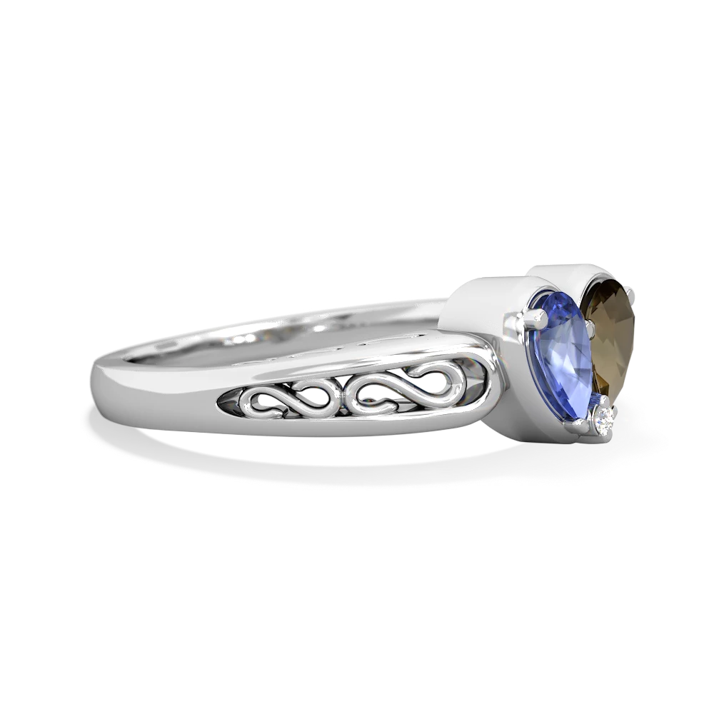 Tanzanite Filligree 'One Heart' 14K White Gold ring R5070