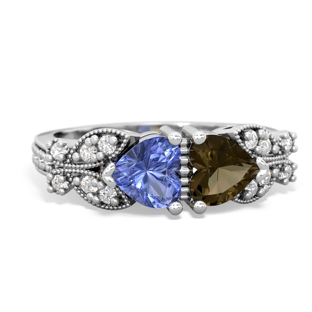 Tanzanite Diamond Butterflies 14K White Gold ring R5601