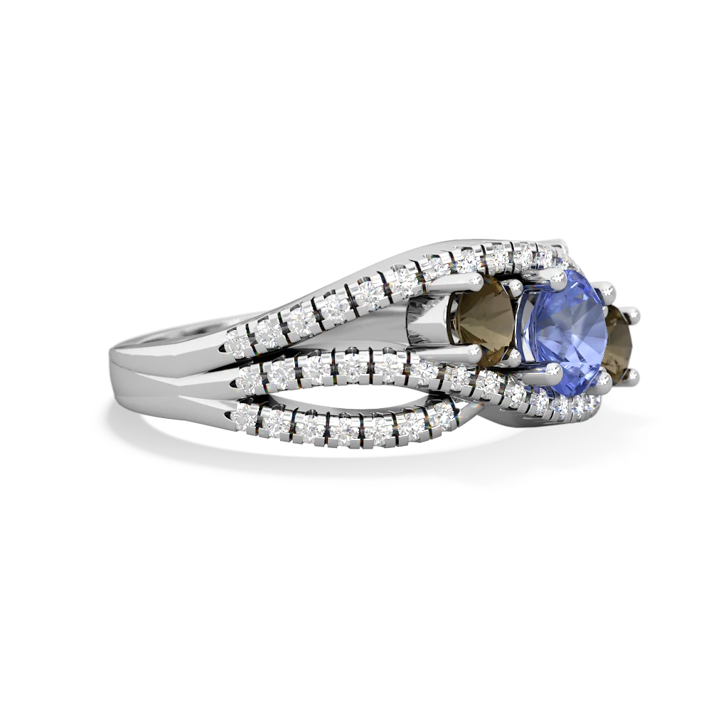 Tanzanite Three Stone Aurora 14K White Gold ring R3080