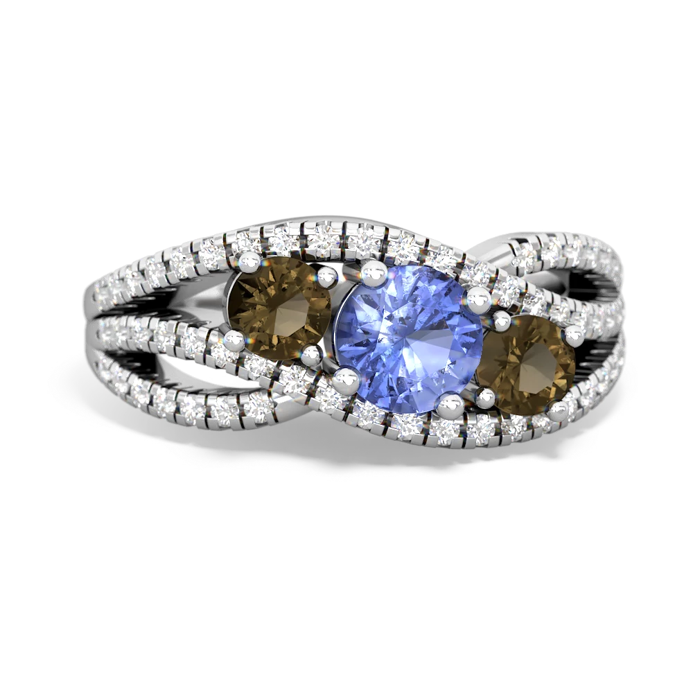 Tanzanite Three Stone Aurora 14K White Gold ring R3080