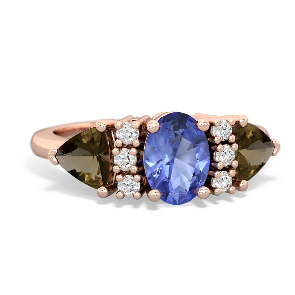 Tanzanite Antique Style Three Stone 14K Rose Gold ring R2186