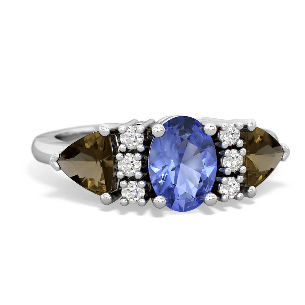 Tanzanite Antique Style Three Stone 14K White Gold ring R2186