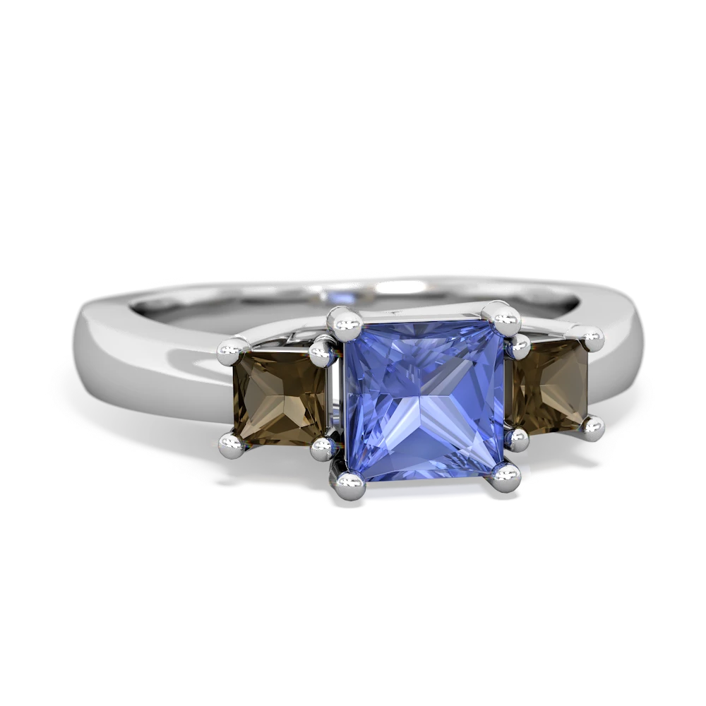 Tanzanite Three Stone Trellis 14K White Gold ring R4015