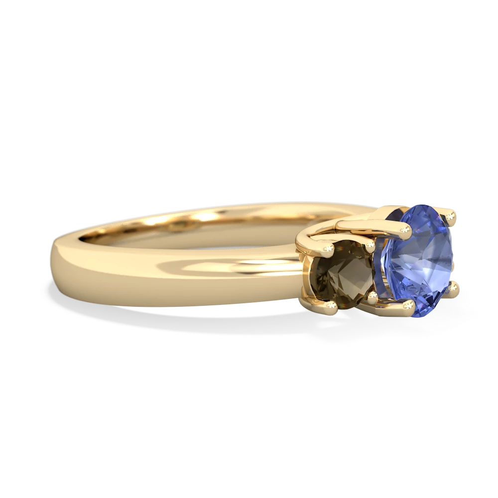 Tanzanite Three Stone Round Trellis 14K Yellow Gold ring R4018