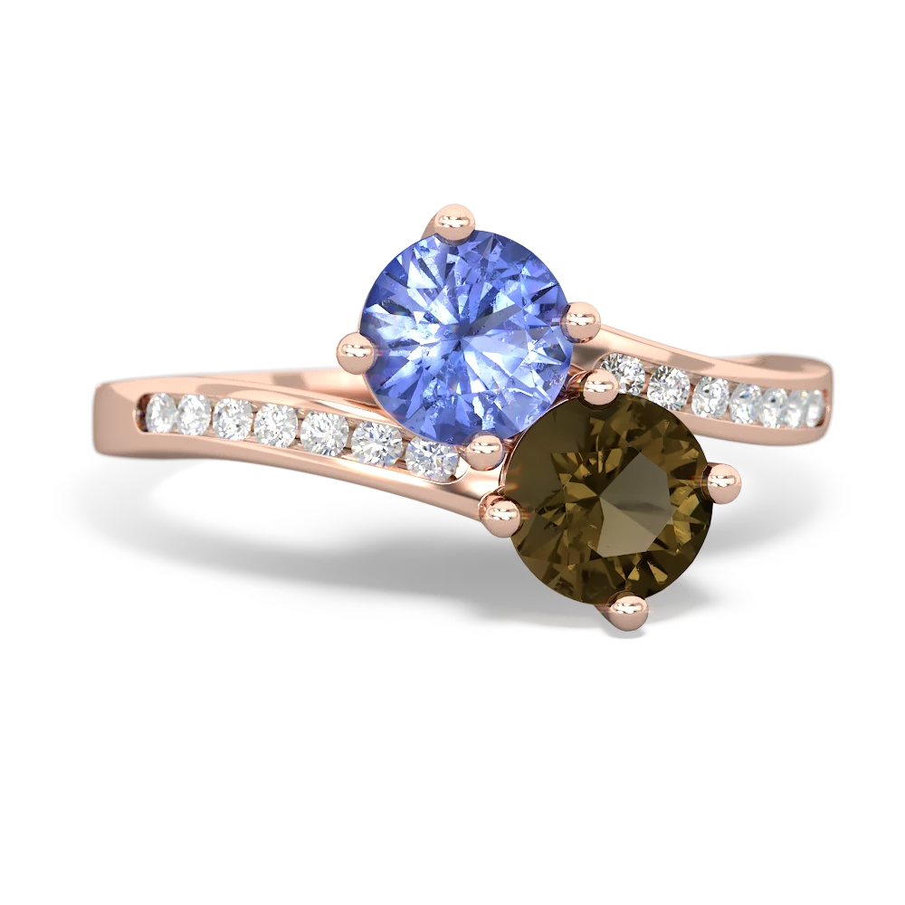 Tanzanite Channel Set Two Stone 14K Rose Gold ring R5303