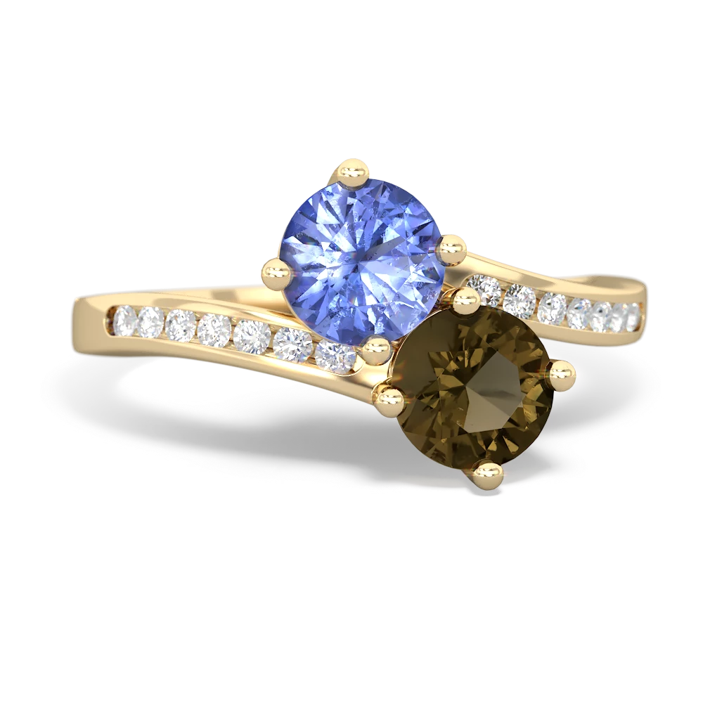 Tanzanite Channel Set Two Stone 14K Yellow Gold ring R5303