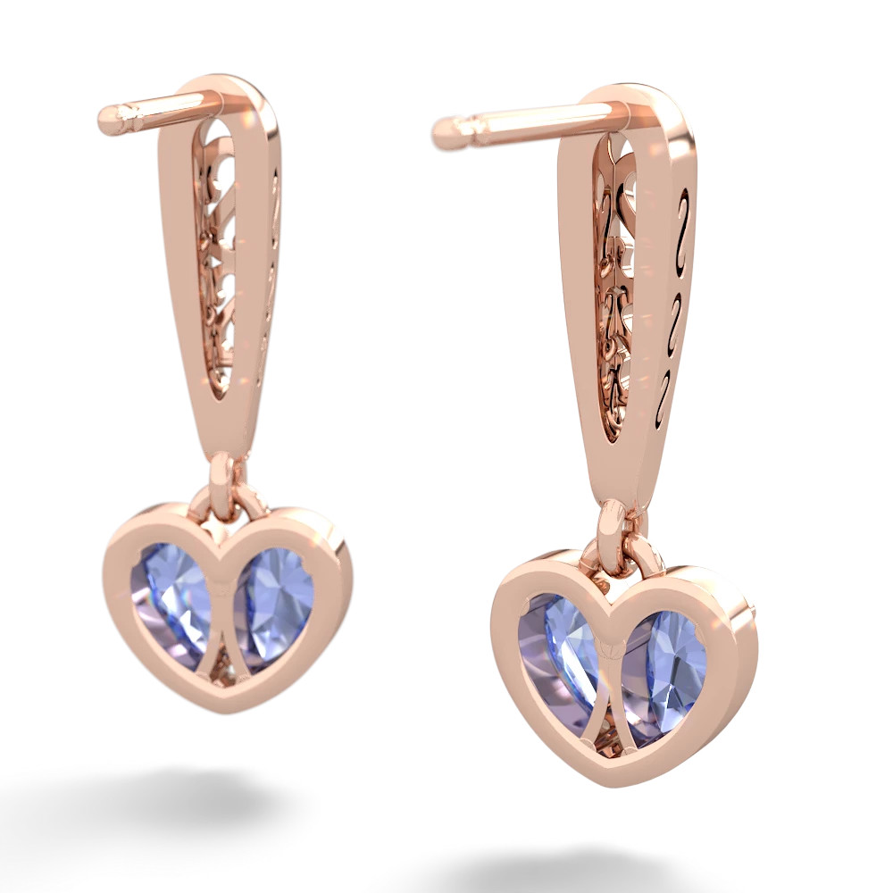 Tanzanite Filligree Heart 14K Rose Gold earrings E5070