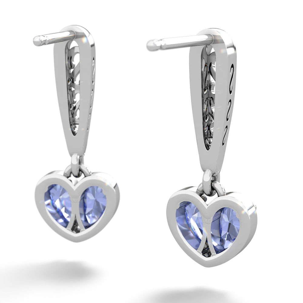 Tanzanite Filligree Heart 14K White Gold earrings E5070