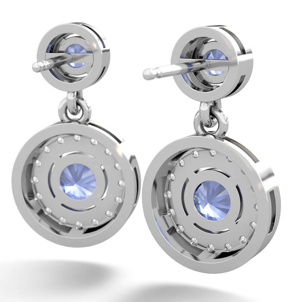 Tanzanite Halo Dangle 14K White Gold earrings E5319