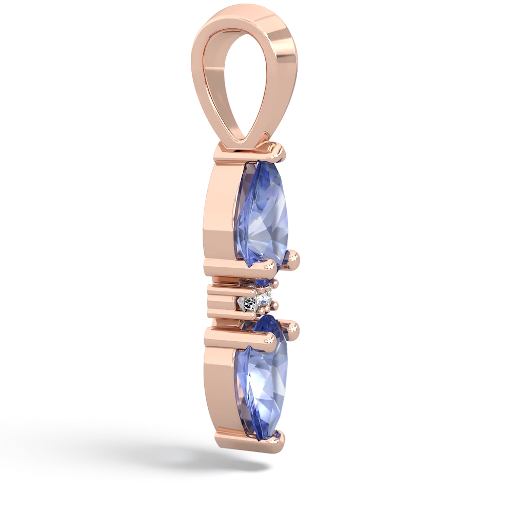 Tanzanite Bowtie Drop 14K Rose Gold pendant P0865