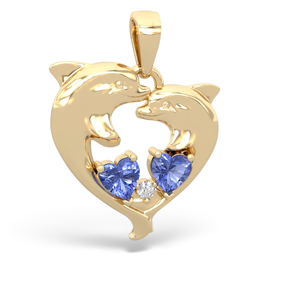 Tanzanite Dolphin Heart 14K Yellow Gold pendant P5820