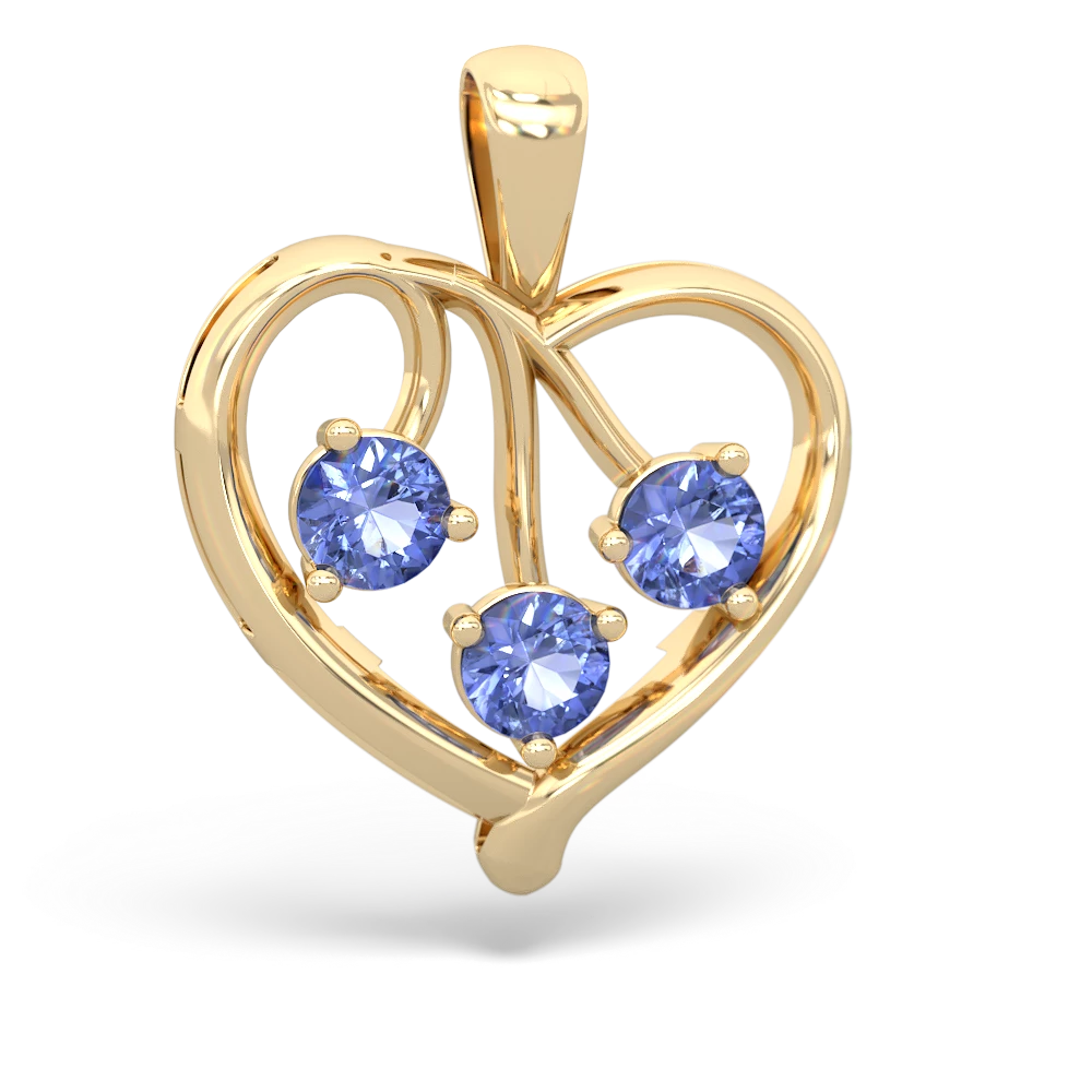 London Topaz Glowing Heart 14K Yellow Gold pendant P2233