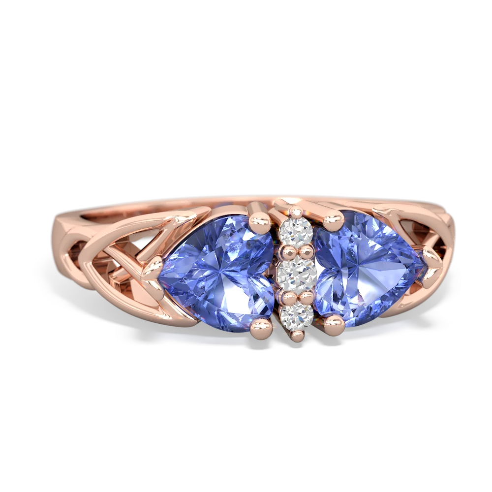 Tanzanite Celtic Knot Double Heart 14K Rose Gold ring R5040