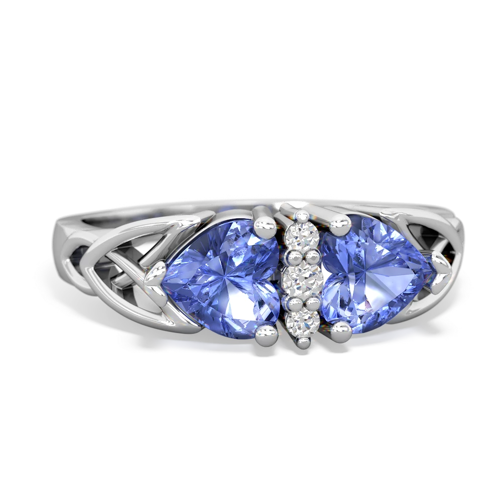 Tanzanite Celtic Knot Double Heart 14K White Gold ring R5040