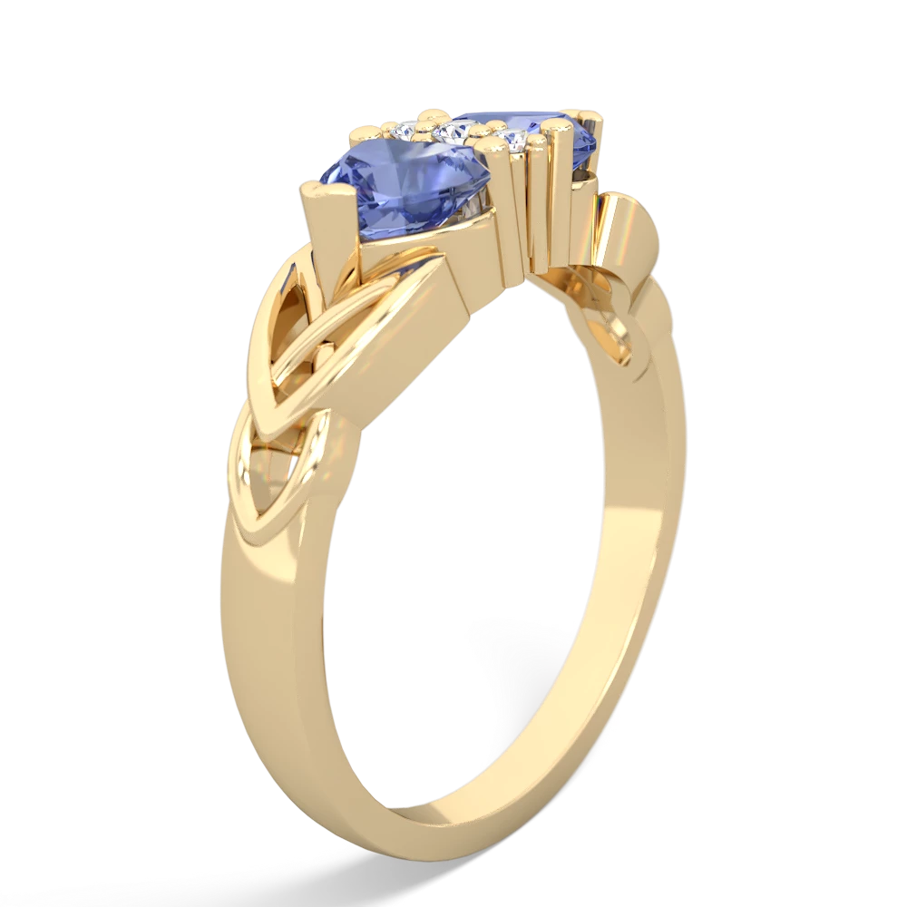 Tanzanite Celtic Knot Double Heart 14K Yellow Gold ring R5040