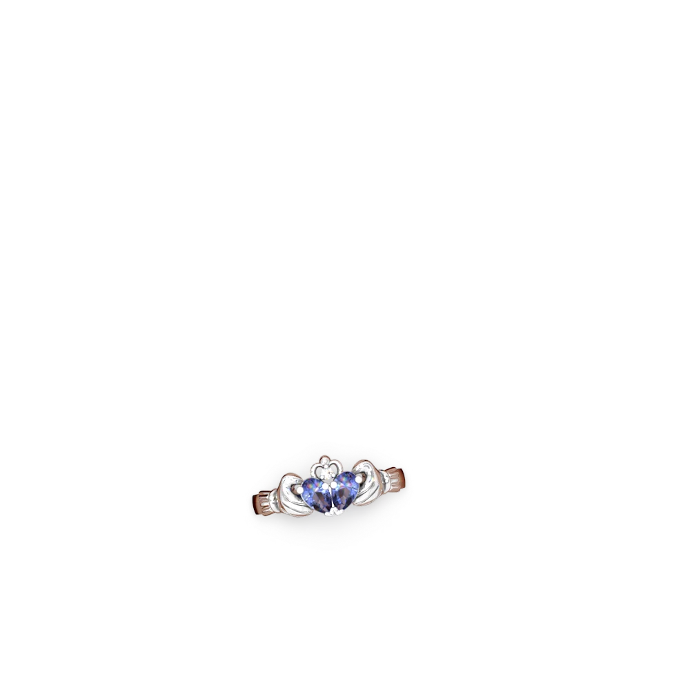 Tanzanite 'Our Heart' Claddagh 14K White Gold ring R2388