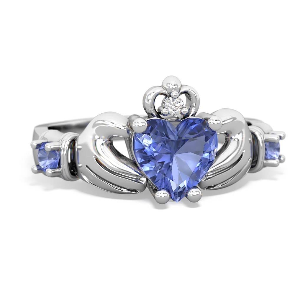 White Topaz Claddagh Keepsake 14K White Gold ring R5245