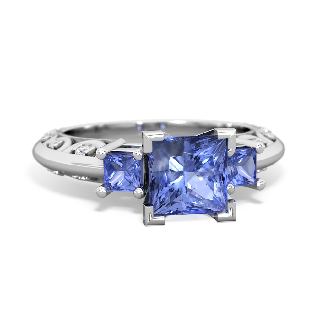 Lab Sapphire Eternal Embrace Engagement 14K White Gold ring C2001