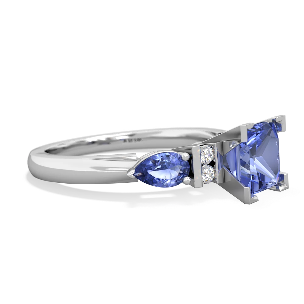 London Topaz 6Mm Princess Eternal Embrace Engagement 14K White Gold ring C2002