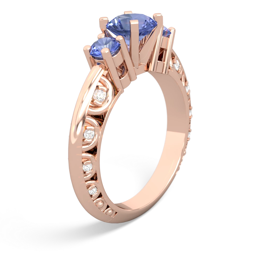 Tanzanite Art Deco Eternal Embrace Engagement 14K Rose Gold ring C2003