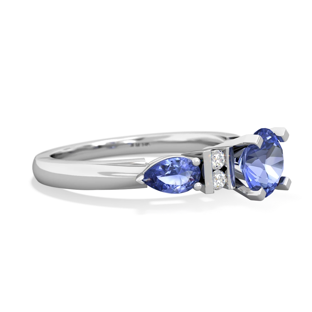 Tanzanite 6Mm Round Eternal Embrace Engagement 14K White Gold ring R2005