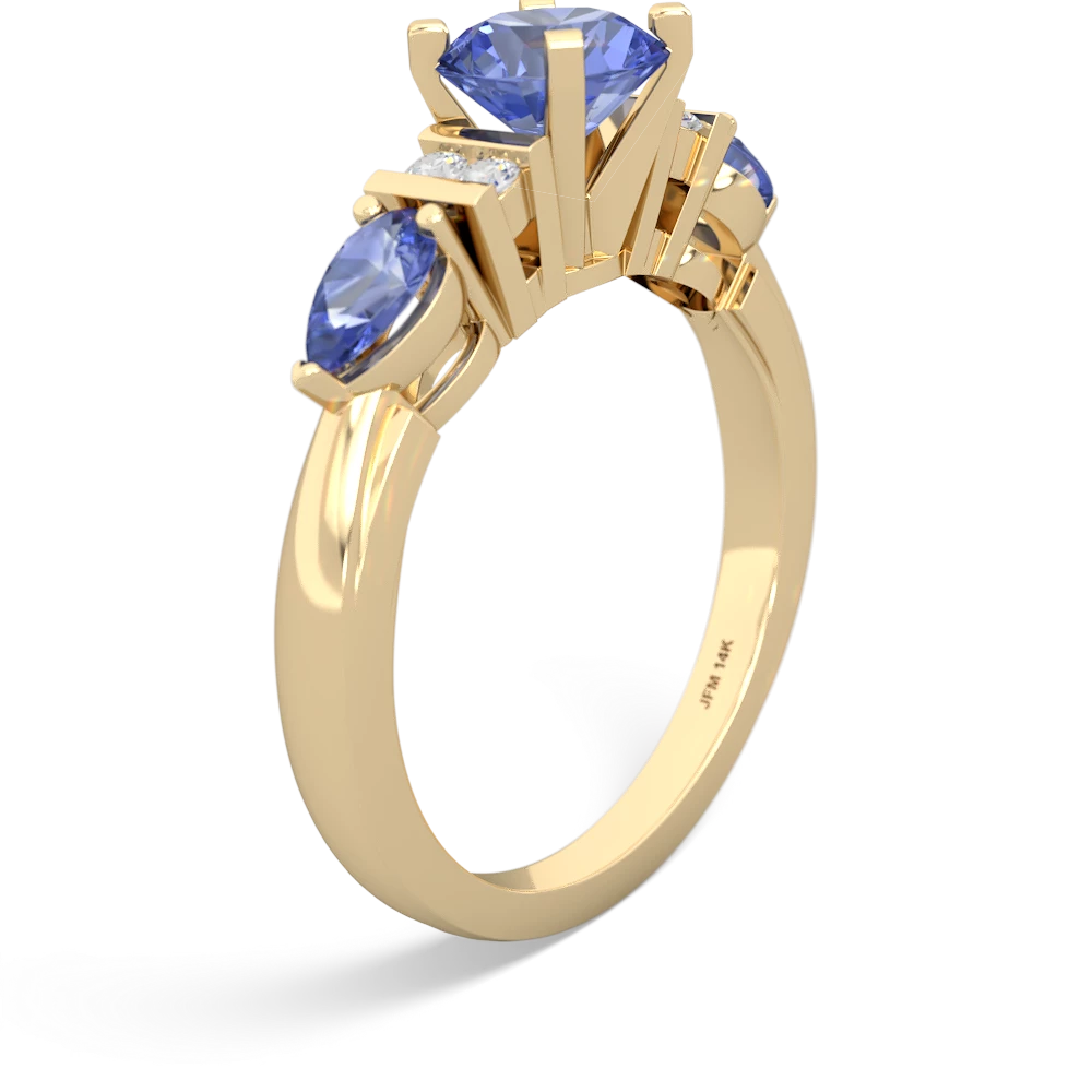 Tanzanite 6Mm Round Eternal Embrace Engagement 14K Yellow Gold ring R2005